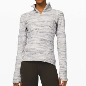 Lululemon Outrun the Elements Half Zip in Space Dye Camo White Silver Spoon